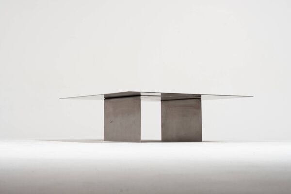 Table basse ''06'' en métal brossé