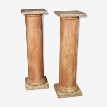 Pair of french columns in lacquered wood