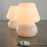 Lampe de table vintage small Murano mushroom swirl 70s