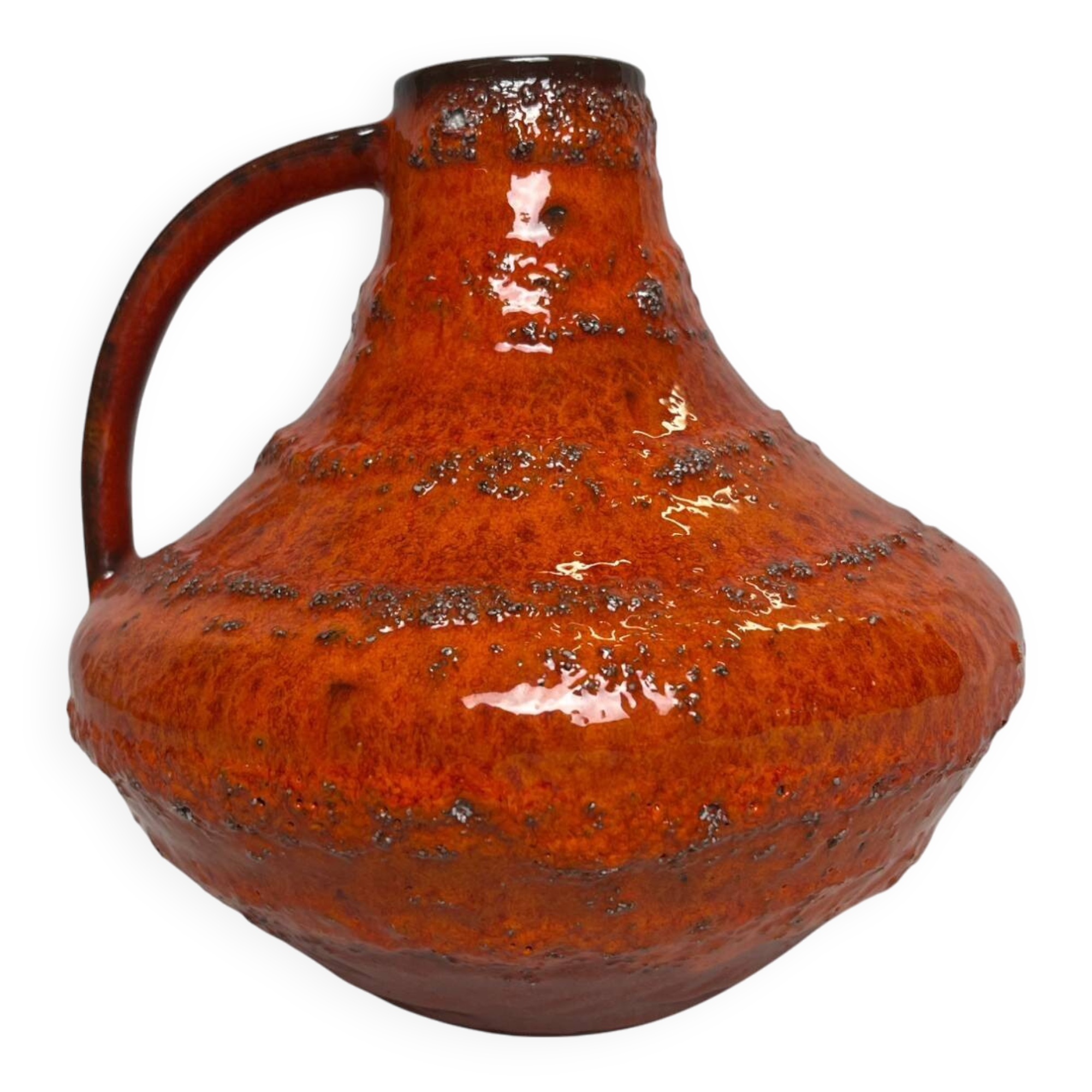 Carstens Workshop, 20th century red ceramic pot with handle