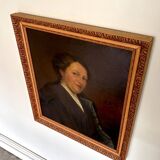 Portrait of a woman, oil painting on canvas with wooden molded frame