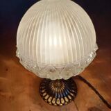 Lampe vintage sur pied bronze globe ancien
