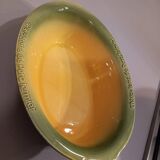 Plat breton en céramique vert et jaune