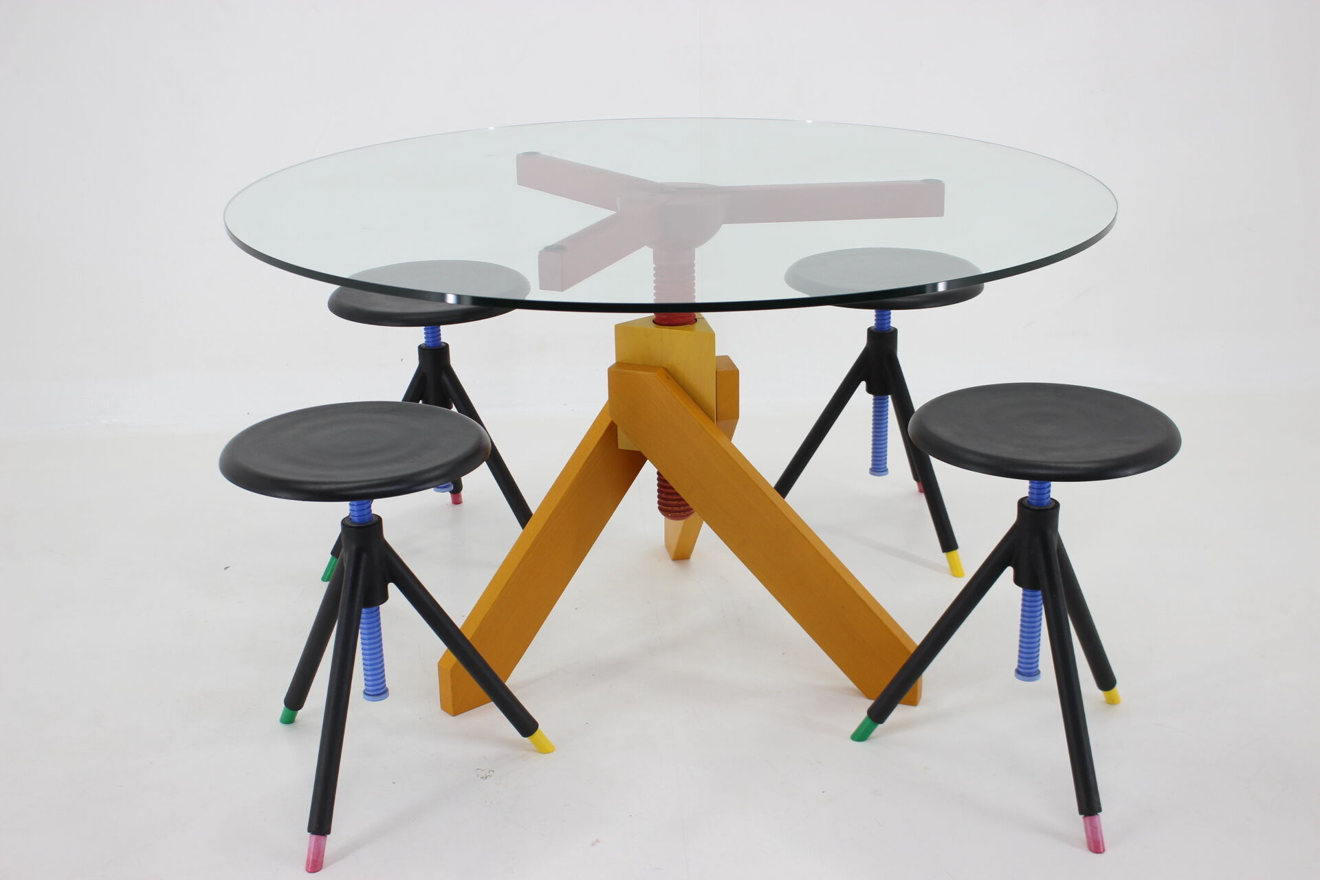 1980s Raul Barbieri Table and Stools for Rexite ,Italy
