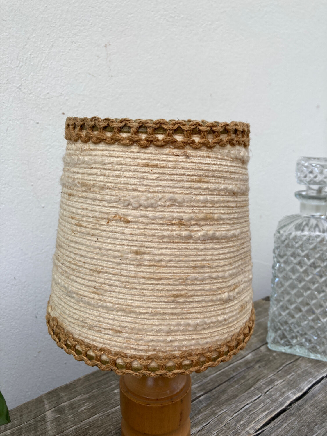 Bedside lamp in wood and wool 1970