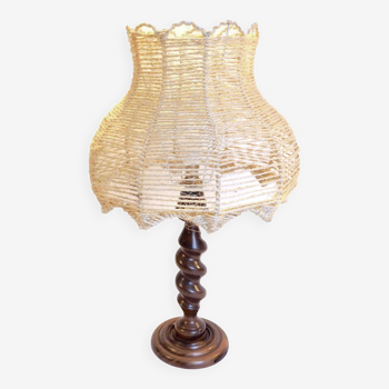 Large turned wooden foot lamp