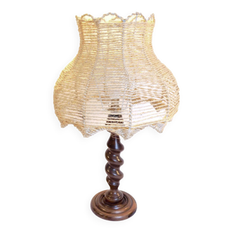 Large turned wooden foot lamp
