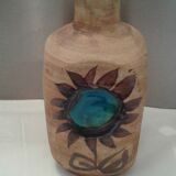 Bottle vase. ceramic enamelled with a flower. Mid-20th. Ht 21.5 cm