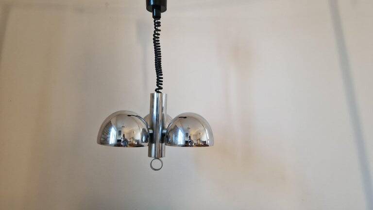Midcentury Chrome Space Age Chandelier/Pendant Hillebrand, Germany, 1970s