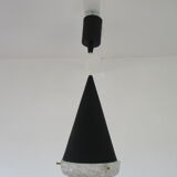 Conical suspension in metal and frosted glass design 60s - 70s