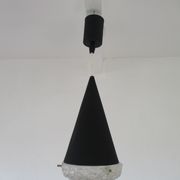 Conical suspension in metal and frosted glass design 60s - 70s