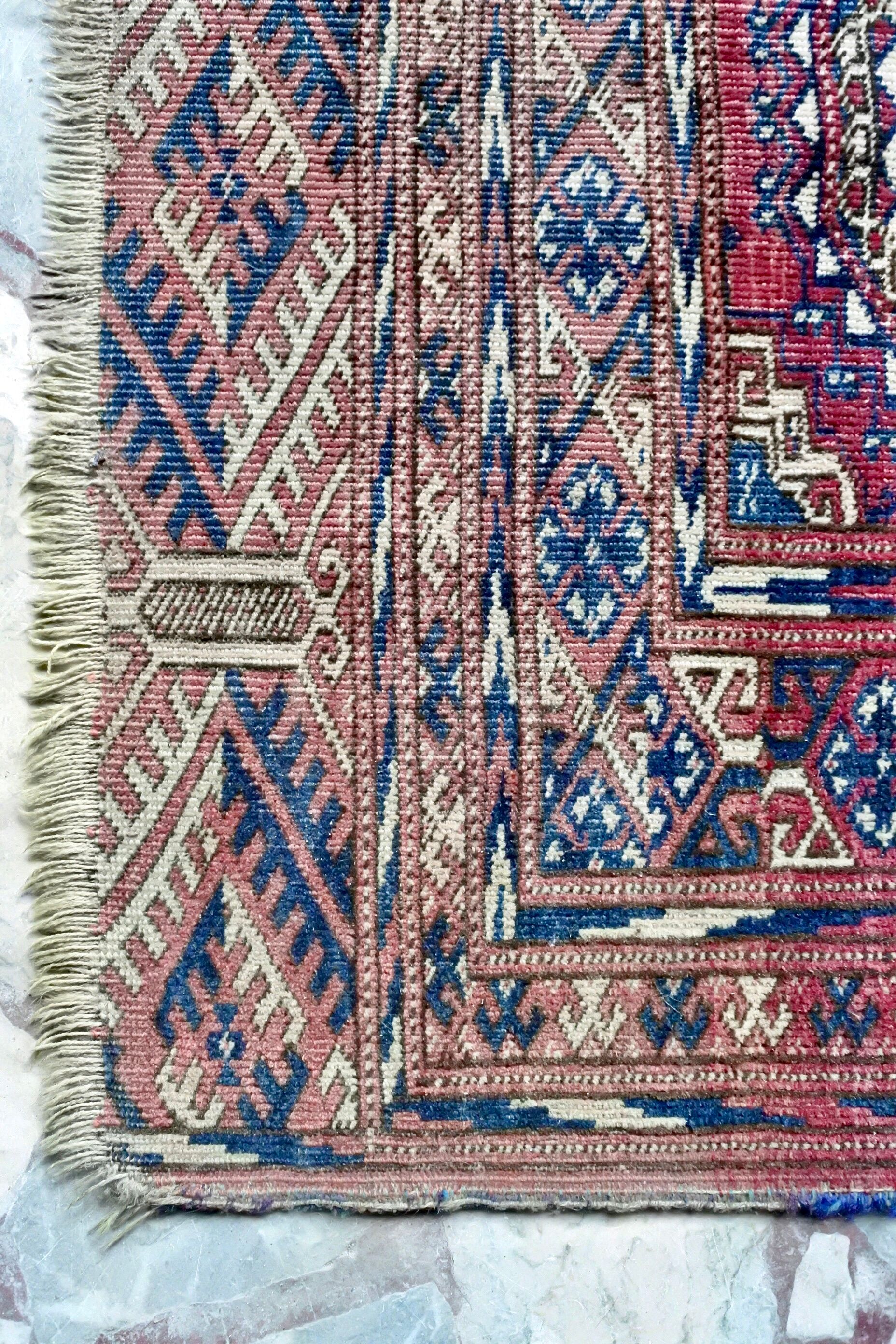 Hand-woven antique Russian Bukhara carpet 170x95cm.
