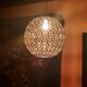 Ball pendant light in orange and enameled glass from the 70s