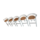 set of 5 stool year 80 in wood and metal
