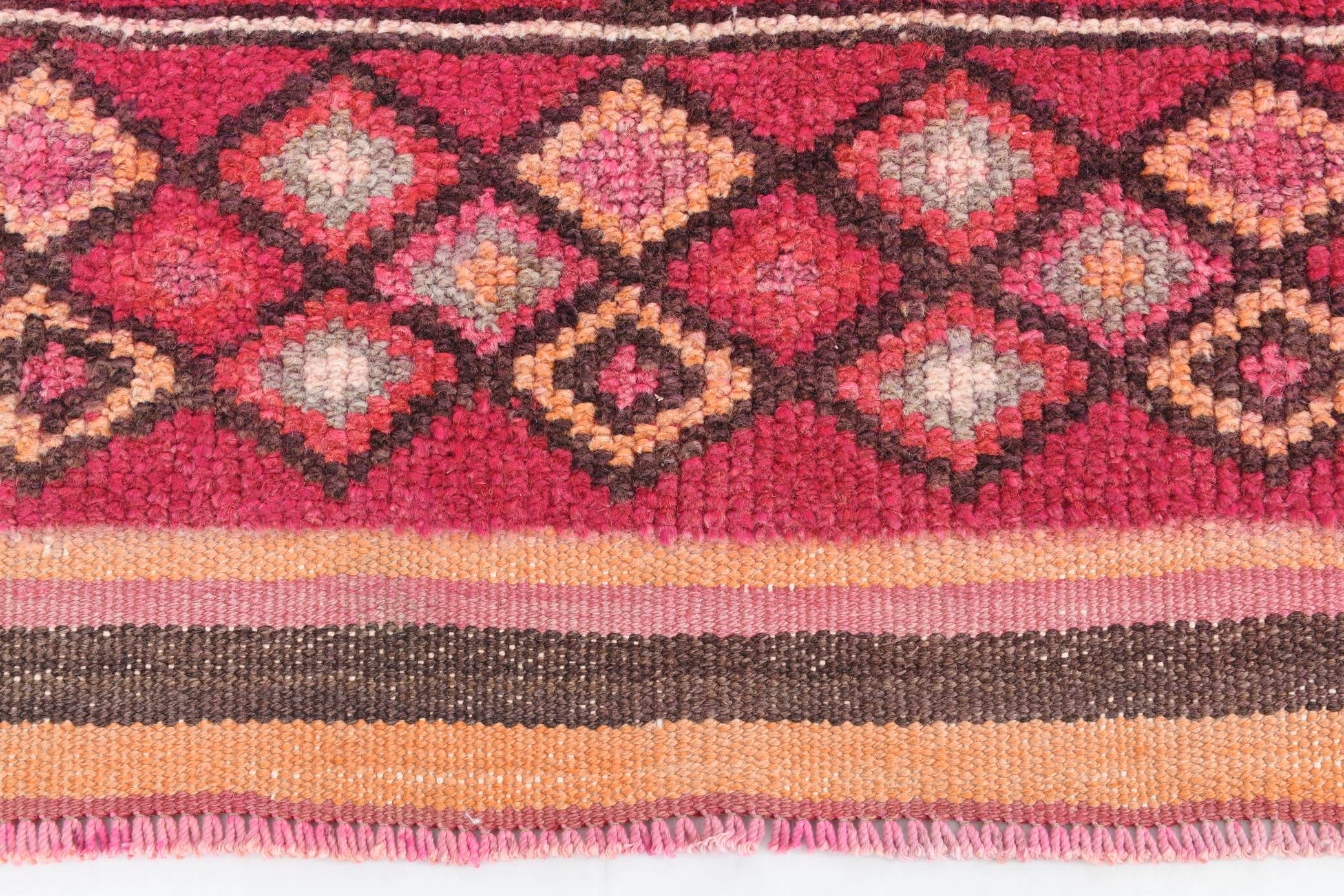 3x12 Red Orange Vintage Runner Rug, 89x373Cm