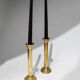 Gold-Plated Metal Candle Holders Set of 2, 1960s Italian Column Design, Vintage Table Decor