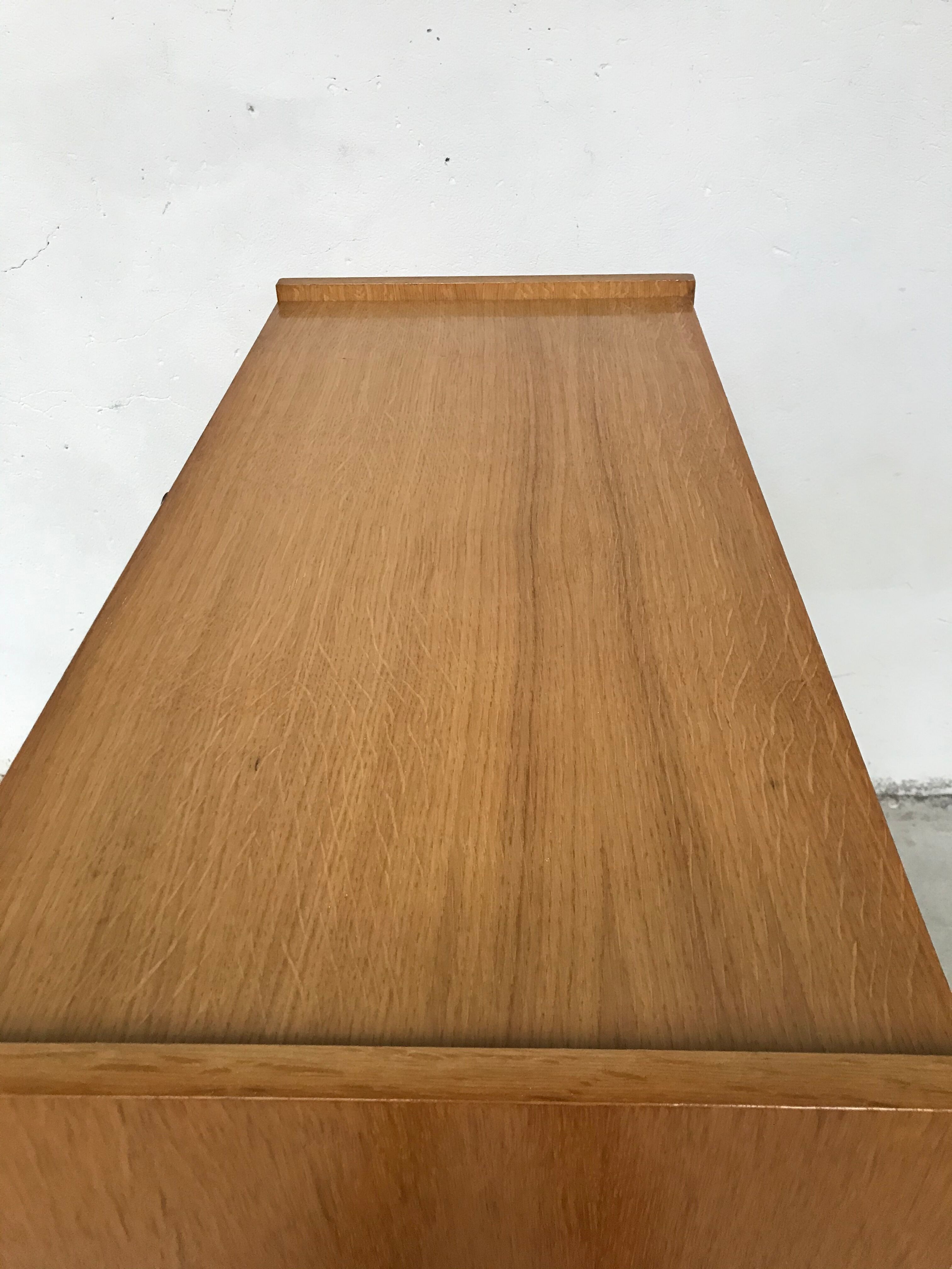 Showcase small storage cabinet vintage blond wood 60s