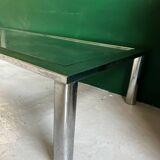 Modernist coffee table in chromed steel and glass