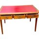Bureau plat style Louis XVI réversible 6 tiroirs cuir rouge