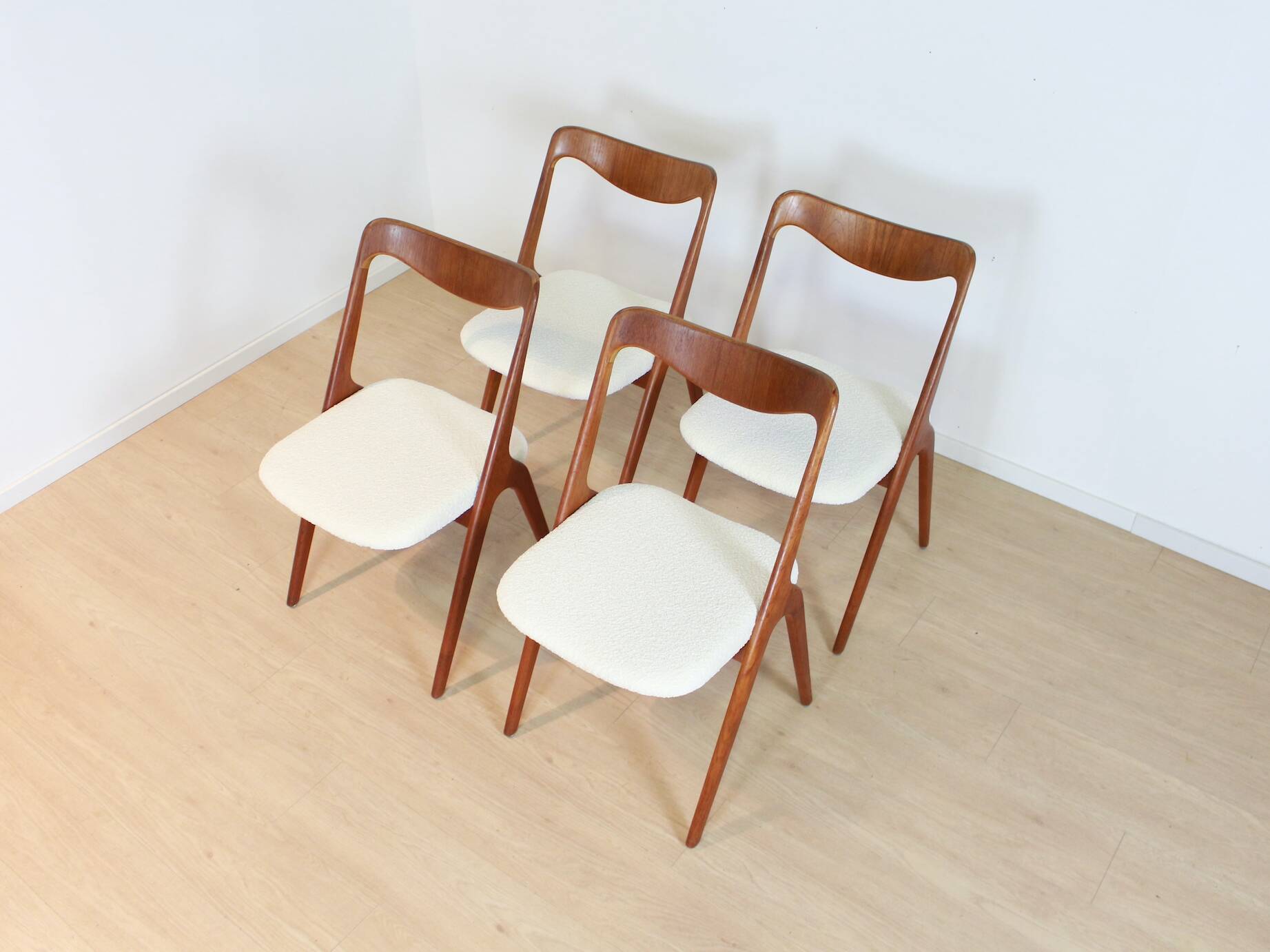Set Bouclé diningchairs Albin Johansson and Sons
