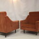 Paire de fauteuils cube en velours style Italien années 70