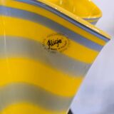Alicja blown glass vase – Yellow and grey stripes – Free form – H.31 cm