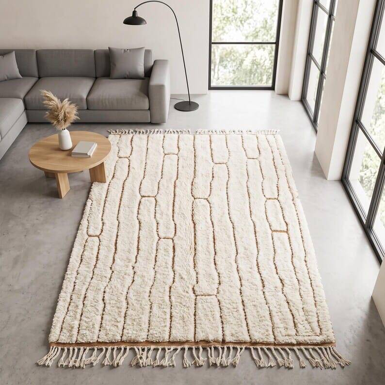Handmade pure wool rug, custom size 2/3 m.