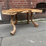 Brutalist coffee table in solid olive tree, period around 1960