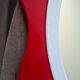 Round wall mirror 53 cm red/white vintage 1960s/70s