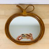 Vintage rattan apple mirror 33x34cm