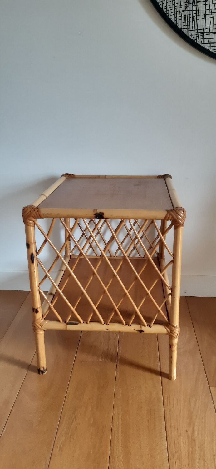 Rattan side table