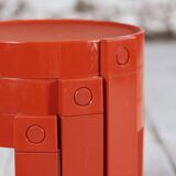 3 nesting tables in orange plastic by Prisunic, 1970.