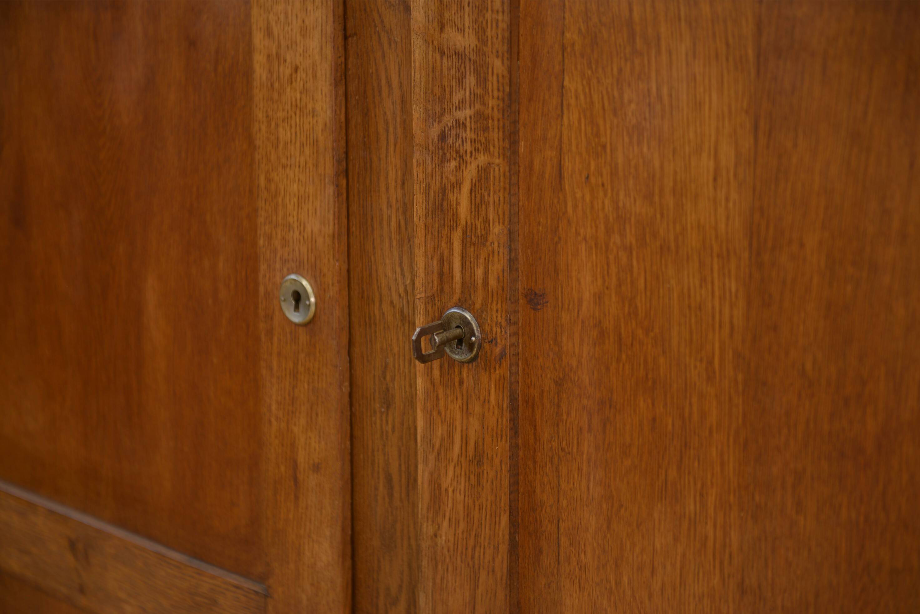 Oak armoire reconstruction by René Gabriel 1950s