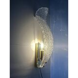 Romantic Venetian White Graniglia Leaf Murano Glass Wall Sconce Set