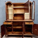 Superb library buffet with two bodies Louis XVI style in marquetry circa 1880