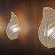 Murano, leaf sconces in worked transparent glass, 1940s