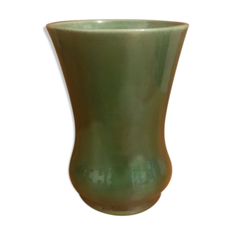 Vintage green ceramic vase 50s Belgium