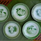 Lot 5 earthenware dessert plates from Digoin and Serreguemines