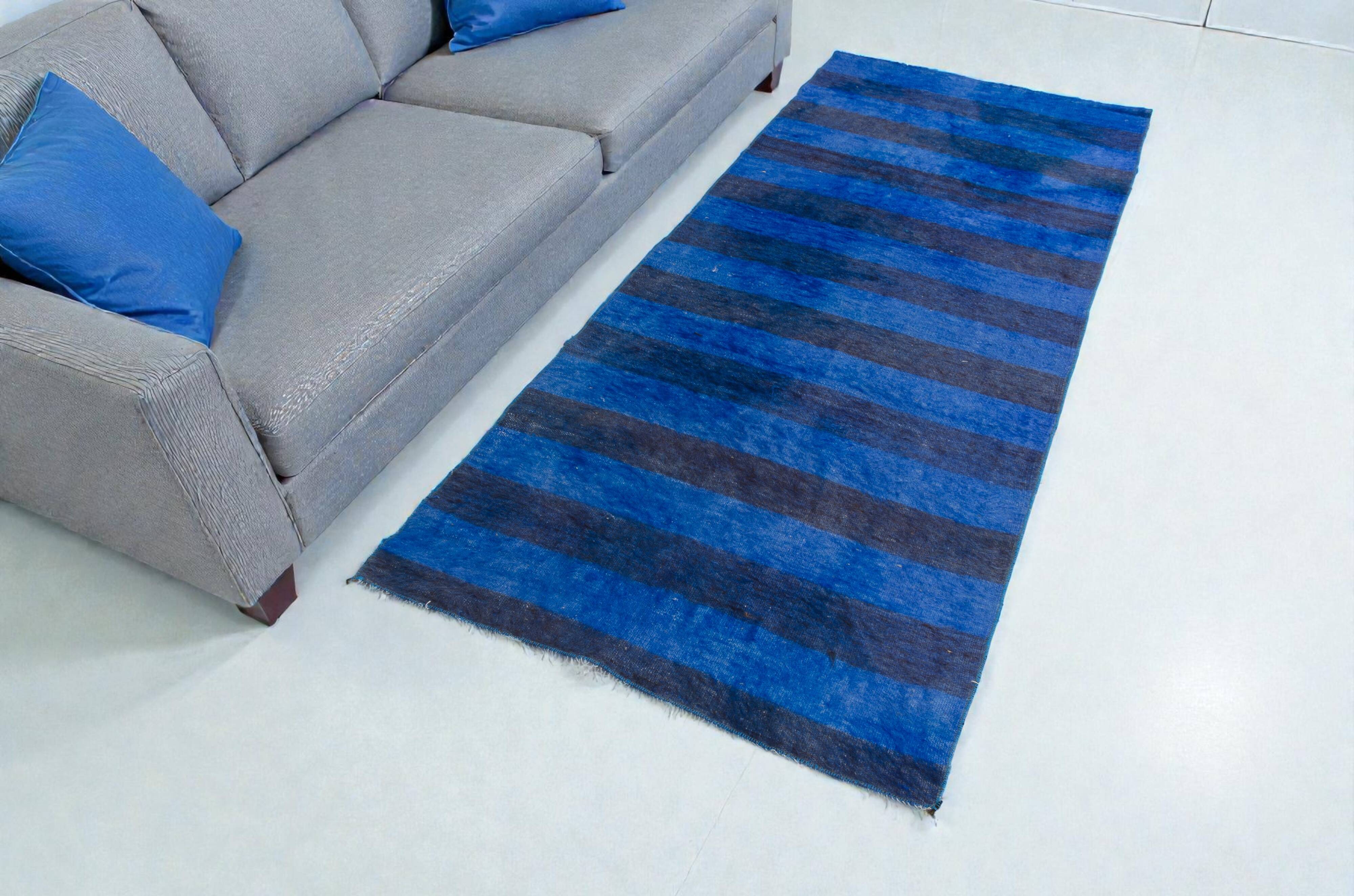 Blue Vintage Stripe Kilim Rug