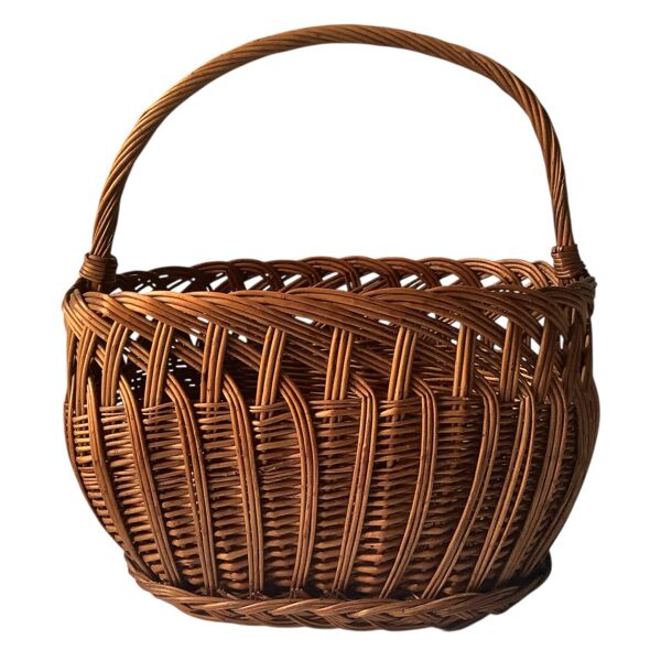 Panier ancien en osier tressé – Art populaire rustique