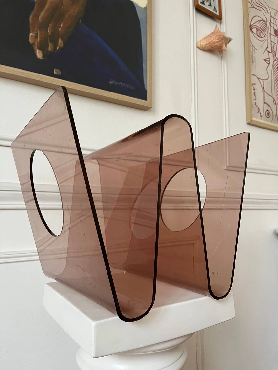 Plexiglas magazine rack by Michel Dumas for Rochebobois
