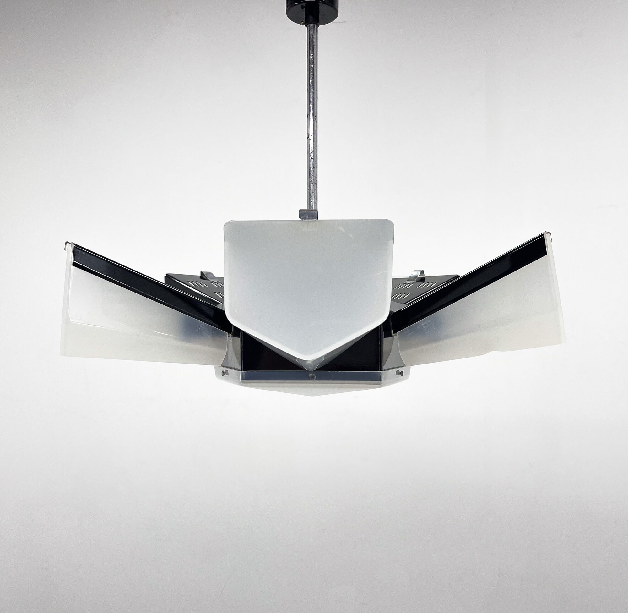 Mid-Century Plastic and Metal Chandelier by Lidokov, Czechoslovakia