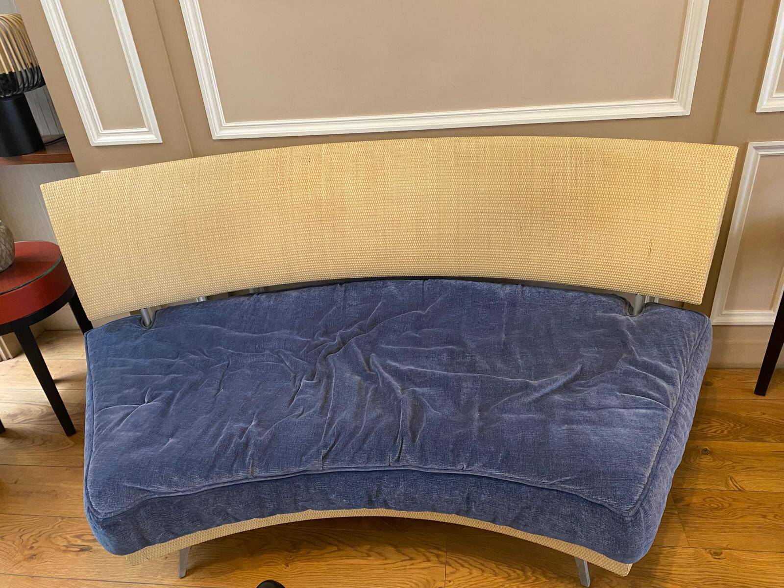 Blue velvet designer sofa