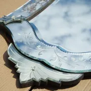 Antique Venetian Heart-Shaped Wall Mirror in Printed Glass, Italy, 1910s