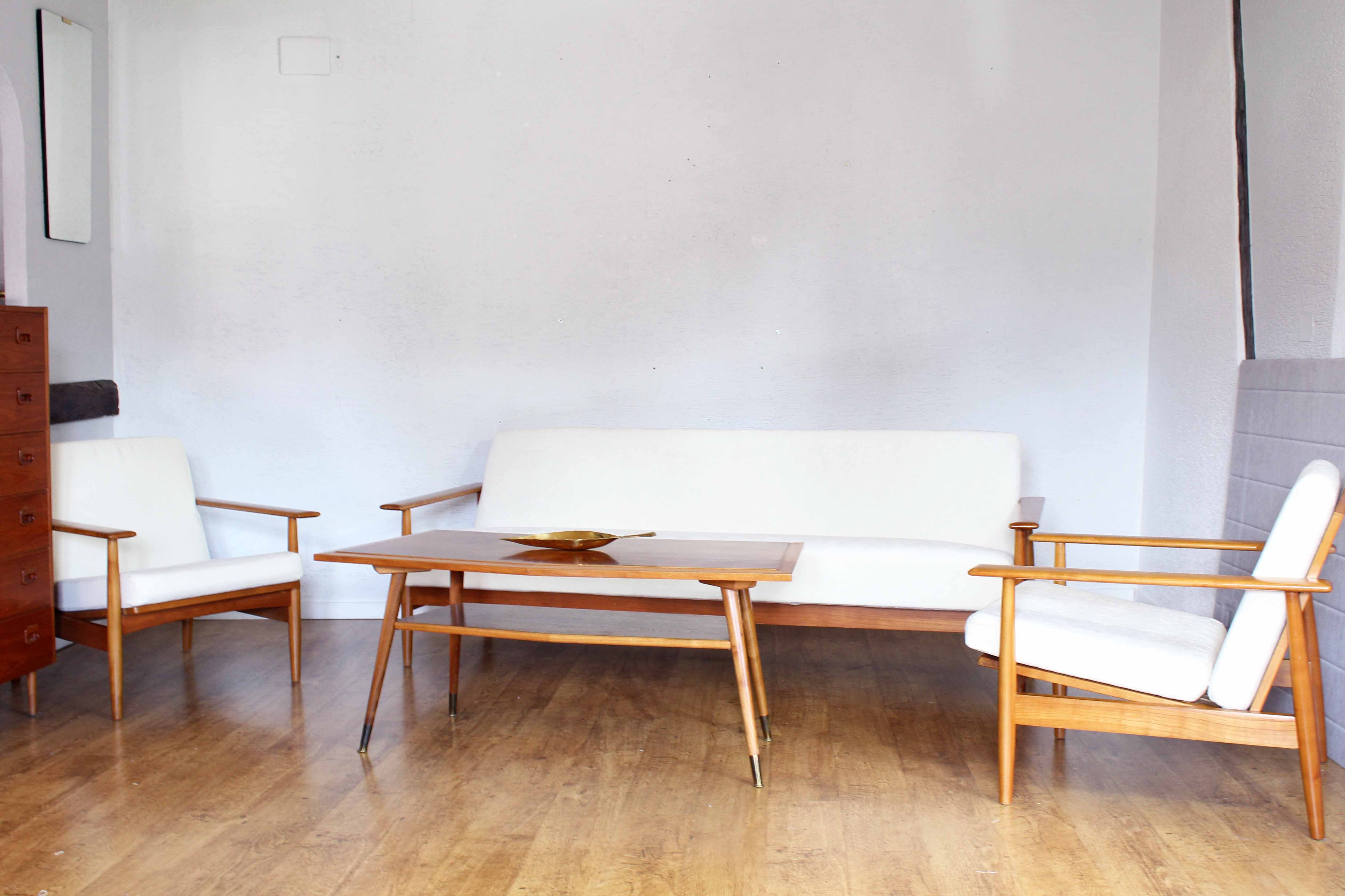 Daybad sofa and 2 Scandinavian armchairs