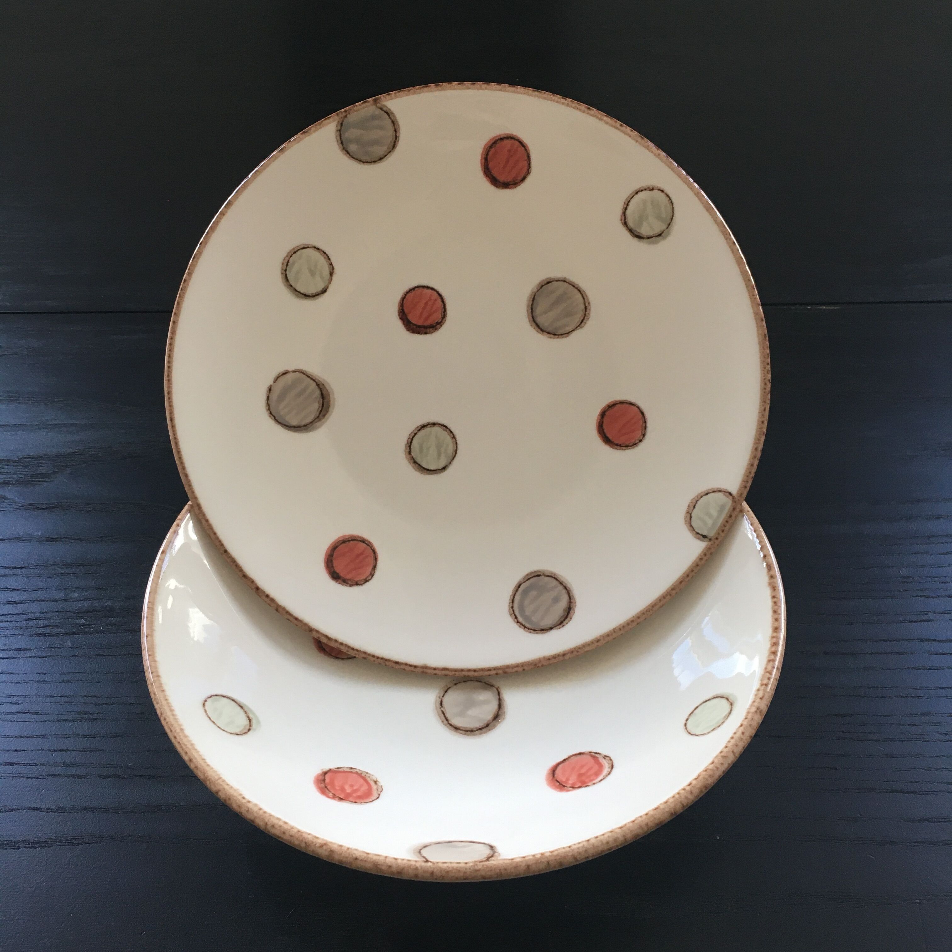 Set of 2 polka dot decor plates