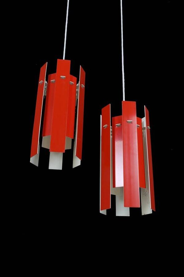 Ensemble de 2 lampes suspendues 'Cocktail' Fog & Mørup / Henning Rehhoff / Design danois moderne du milieu du siècle / Années 1970