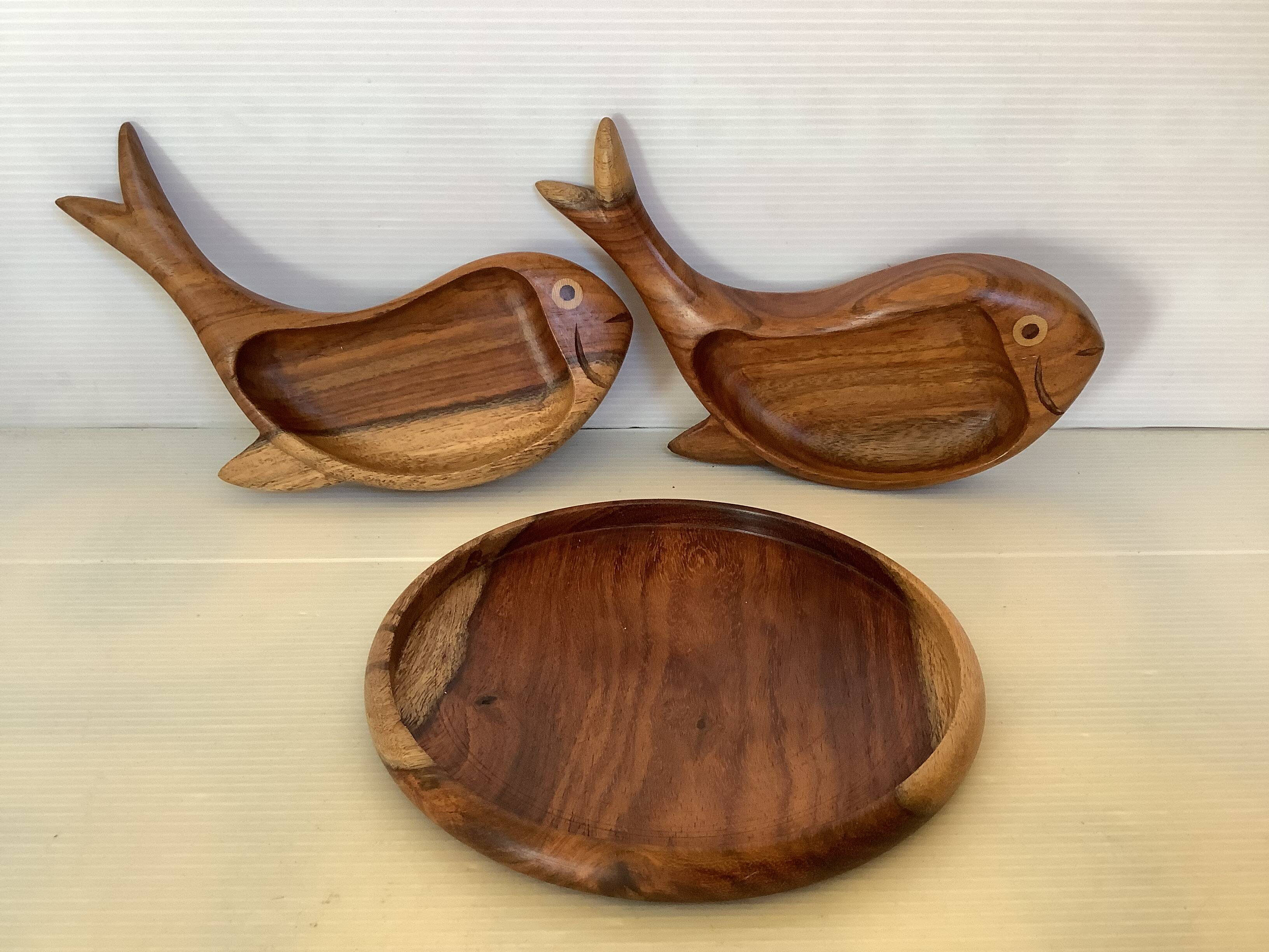 Trio de coupelles poissons en bois