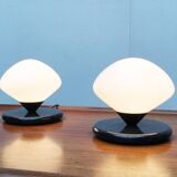 Vintage Swiss marble and glass table lamps by Optelma, set of 2.