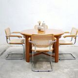 Vintage extendable round wooden dining table